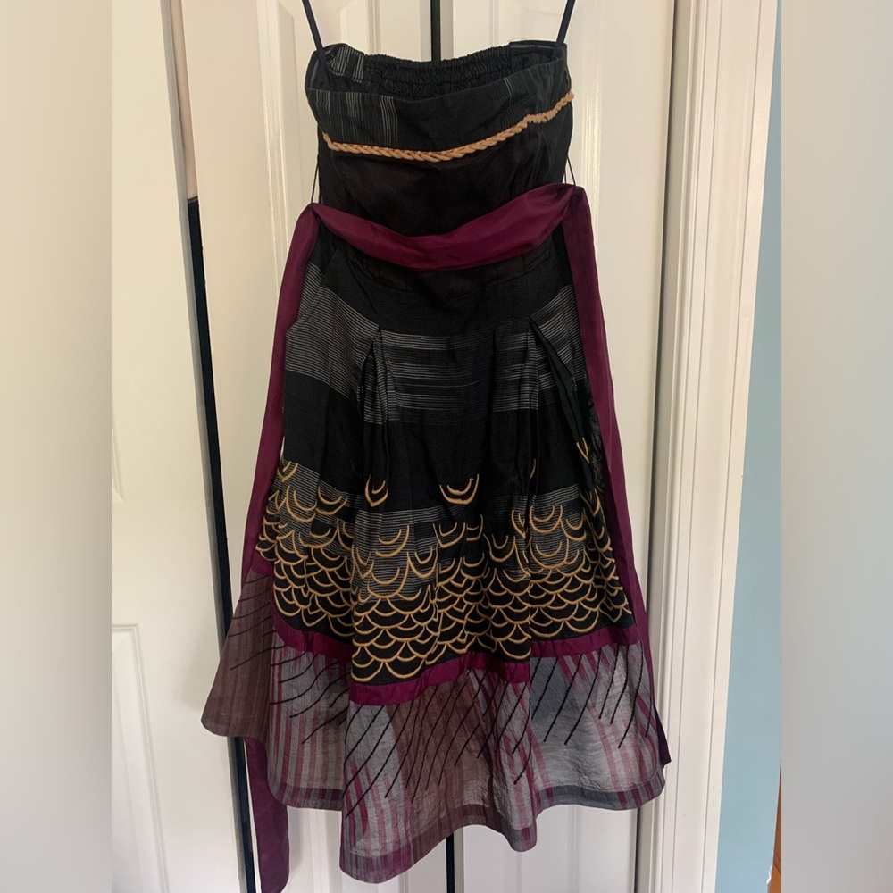 Floreat Anthropologie one hundred summits strapless black dress size 0